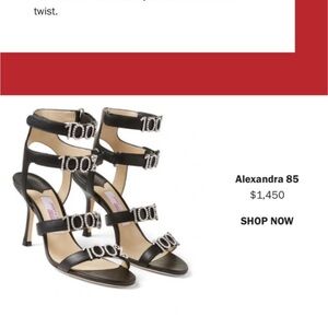 Jimmy Choo Alexandra 85 Black Sandals Size 36.5